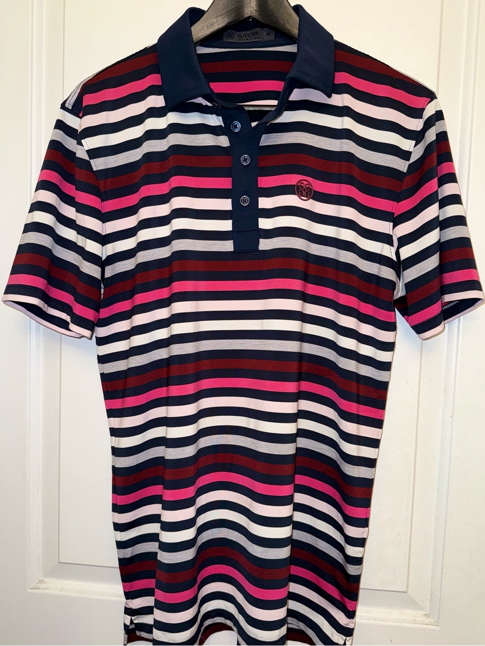 G/FORE EUC Multi Stripe Tech Jersey Polo in Deep Navy